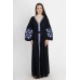 Boho Style Ukrainian Embroidered Maxi Broad Dress "Arabica" Black